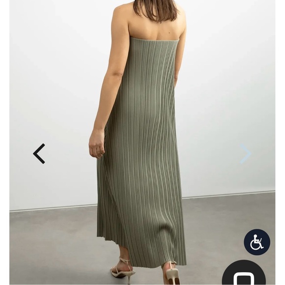 Pleated sage green maxi tube dress oak and fort Large - Picture 4 of 4